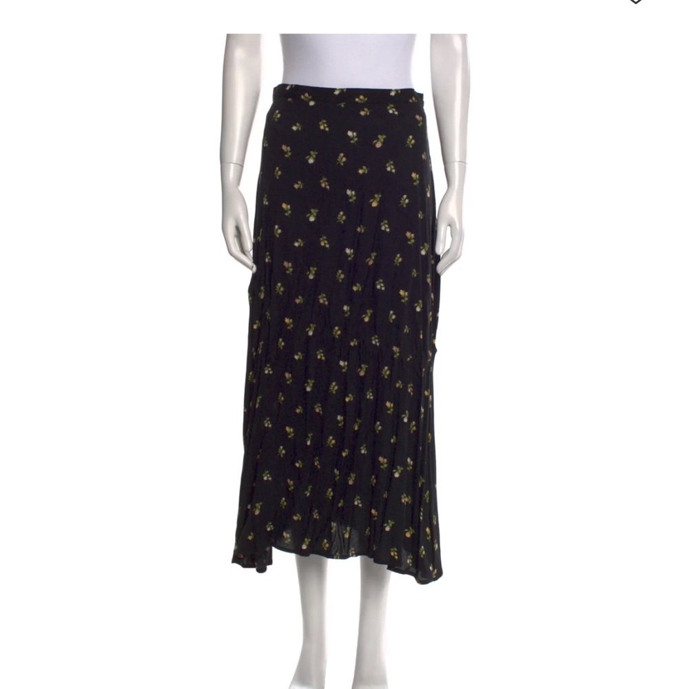 Reformation Black Floral Maxi Skirt